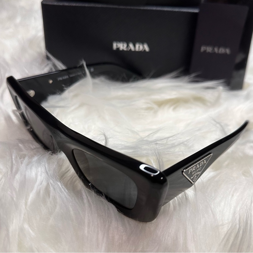 New Prada Rectangular Marble Acetate Cat-Eye Sung… - image 2